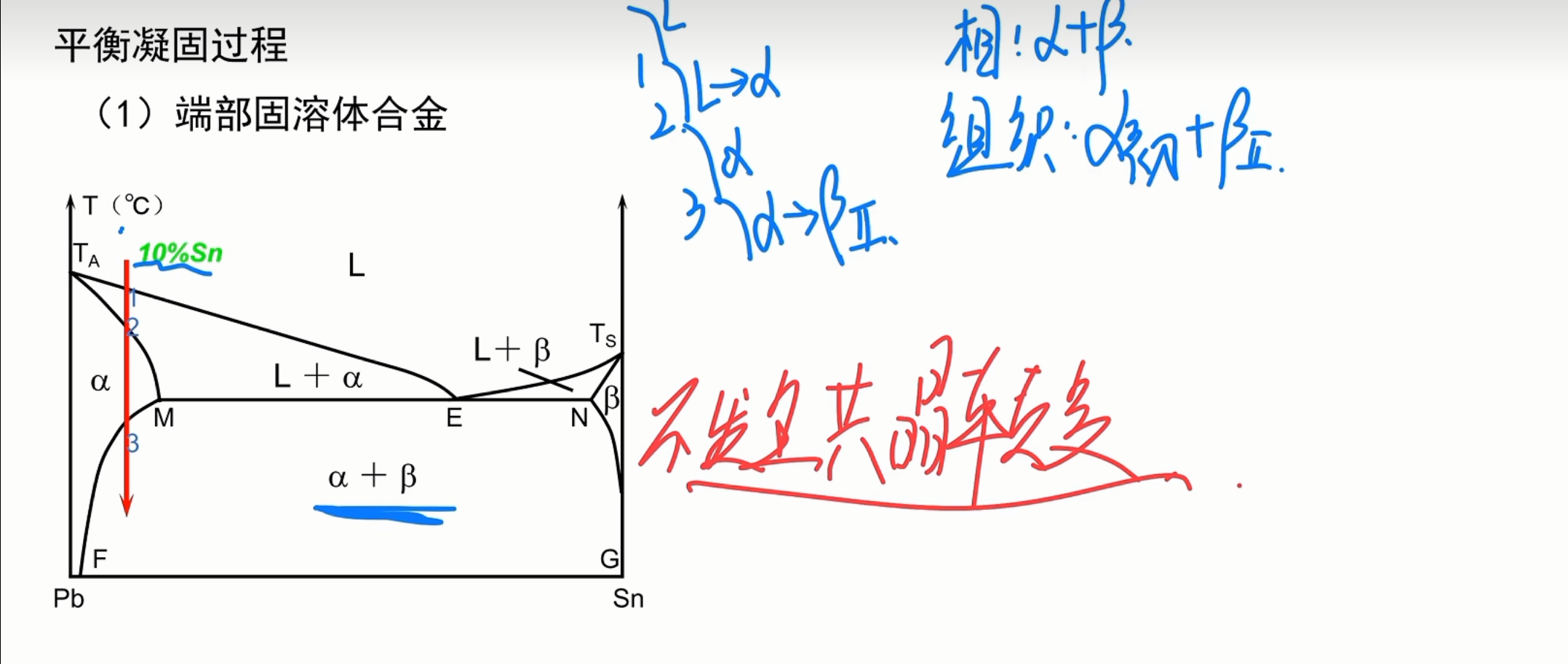 端部固溶体平衡凝固